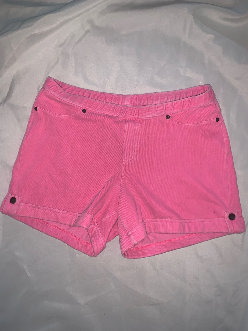 HUE Bright Pink Cuffed Jean Shorts